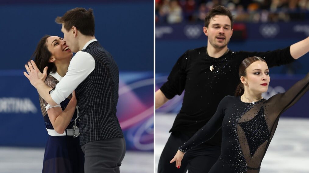Camille Kovalev and partner Pavel Kovalev of Team France compete in Pair Skating - Short Program on day nine of the Milano Cortina 2026 Winter Olympic games at Milano Ice Skating Arena on February 15, 2026 in Milan, Italy; Daria Danilova and partner Michel Tsiba of Team Netherlands compete in Pair Skating - Short Program on day nine of the Milano Cortina 2026 Winter Olympic games at Milano Ice Skating Arena on February 15, 2026 in Milan, Italy.
