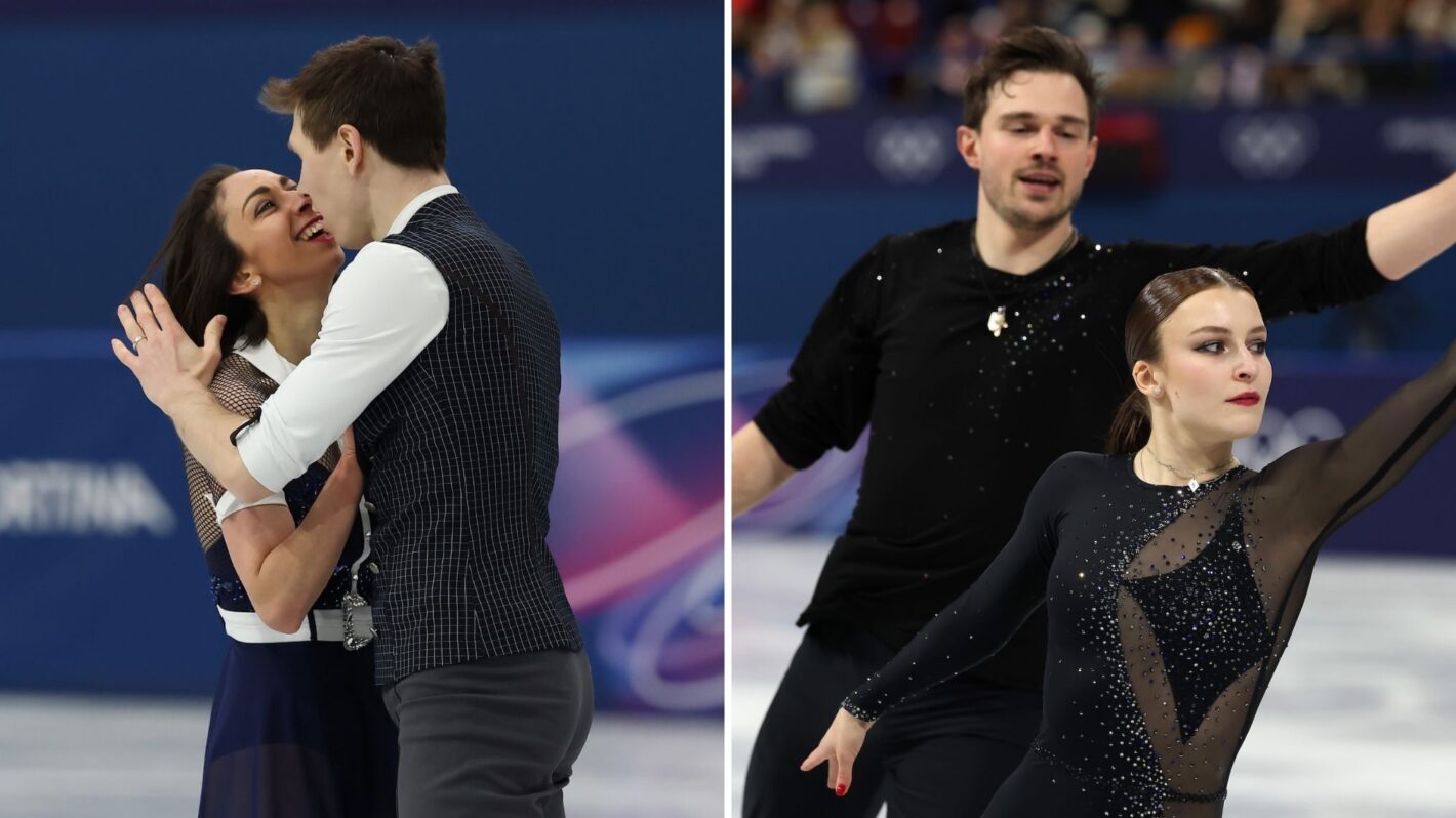 Camille Kovalev and partner Pavel Kovalev of Team France compete in Pair Skating - Short Program on day nine of the Milano Cortina 2026 Winter Olympic games at Milano Ice Skating Arena on February 15, 2026 in Milan, Italy; Daria Danilova and partner Michel Tsiba of Team Netherlands compete in Pair Skating - Short Program on day nine of the Milano Cortina 2026 Winter Olympic games at Milano Ice Skating Arena on February 15, 2026 in Milan, Italy.