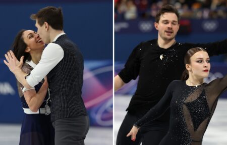 Camille Kovalev and partner Pavel Kovalev of Team France compete in Pair Skating - Short Program on day nine of the Milano Cortina 2026 Winter Olympic games at Milano Ice Skating Arena on February 15, 2026 in Milan, Italy; Daria Danilova and partner Michel Tsiba of Team Netherlands compete in Pair Skating - Short Program on day nine of the Milano Cortina 2026 Winter Olympic games at Milano Ice Skating Arena on February 15, 2026 in Milan, Italy.