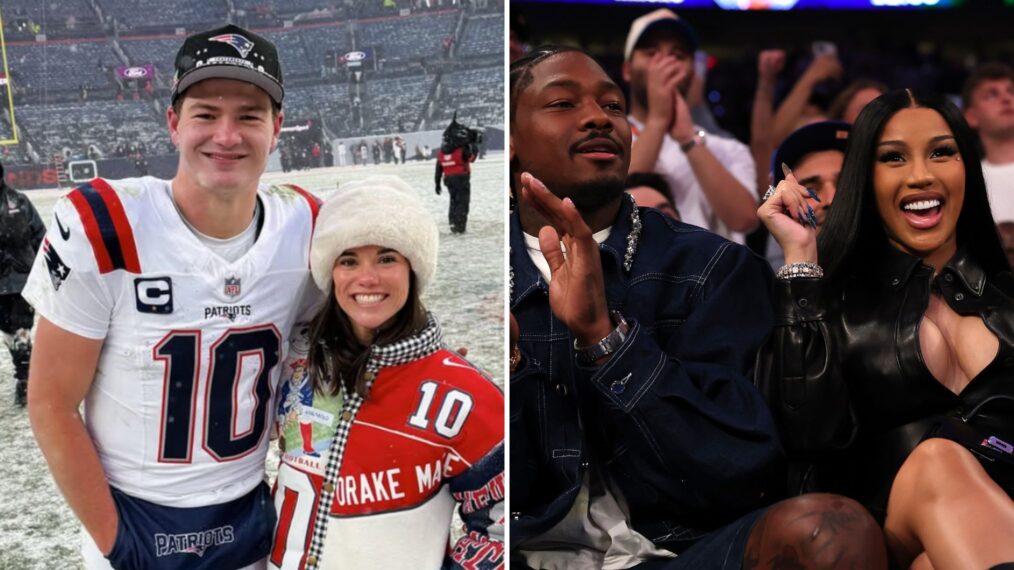 Drake Maye and Ann Michael Maye / Stefon Diggs and Cardi B