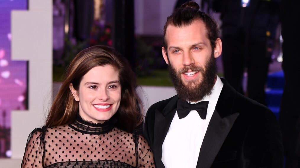 Rachel Shenton and Chris Overton attend the European Premiere of 'Mary Poppins Returns' at Royal Albert Hall on December 12, 2018 in London, England.