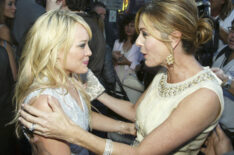 ctors Hilary Duff (L) and Rita Wilson talk at the premiere of New Lines' 'Raise Your Voice'