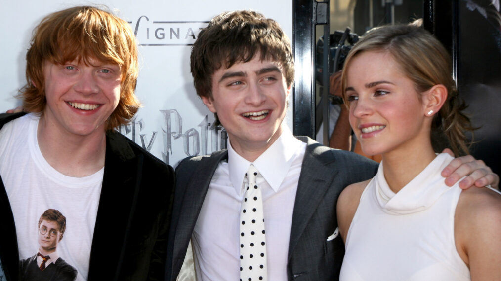 Rupert Grint, Daniel Radcliffe, and Emma Watson at the U.S. premiere of 'Harry Potter And the Order of the Phoenix' at Grauman's Chinese Theatre on July 8, 2007, in Hollywood, California