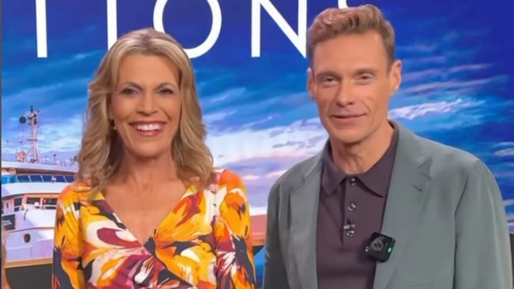 Ryan Seacrest and Vanna White on 'Wheel of Fortune' being interviewed by Maggie Sajak on the game show on February 26 2026