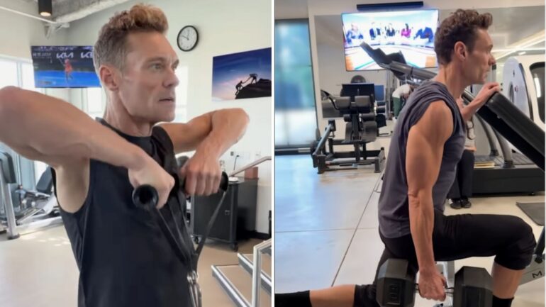Ryan Seacrest working out in a new video on Instagram