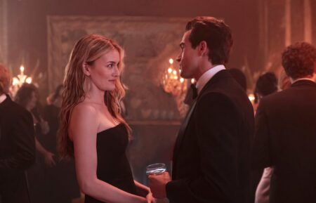 Sarah Pidgeon as Carolyn Bessette, Paul Anthony Kelly as John F. Kennedy Jr. in 'Love Story'