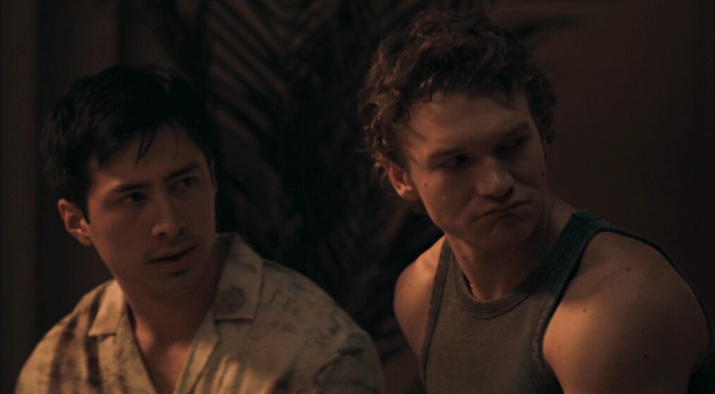 Hudson Williams and Connor Storrie as Shane and Ilya in 'Heated Rivalry' Episode 5