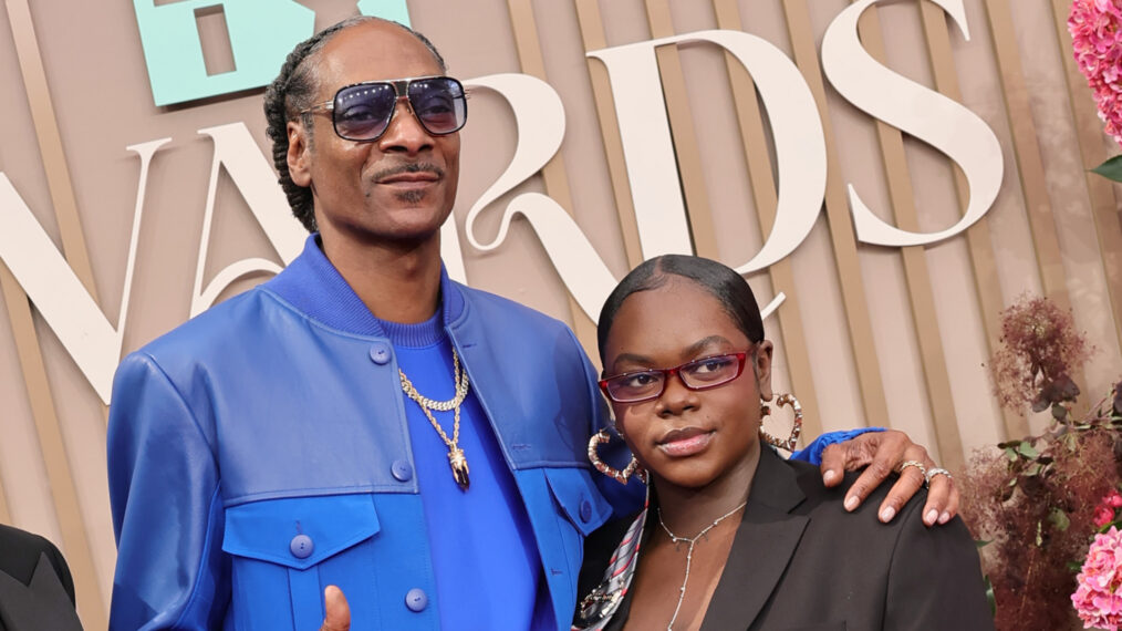 Snoop Dogg and daughter Cori Broadus at the 2025 BET Awards at Peacock Theater on June 9, 2025, in Los Angeles, California