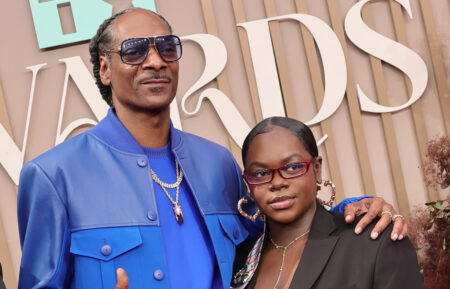 Snoop Dogg and daughter Cori Broadus at the 2025 BET Awards at Peacock Theater on June 9, 2025, in Los Angeles, California