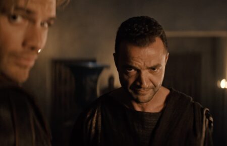 Nick E. Tarabay as Ashur, Jackson Gallagher as Caesar in the 'Spartacus: House of Ashur' Season 1 finale