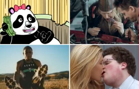 Super Bowl ads from SalesGenie, Snickers, GoDaddy, and Just for Feet