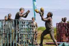 Mike White and Tiff Ervin compete in a 'Survivor 50' premiere challenge