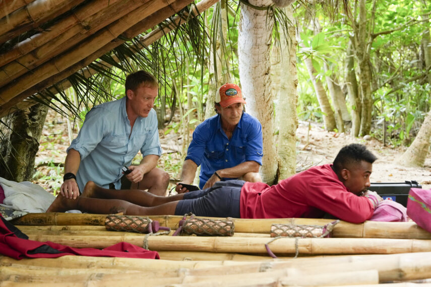 Dr. Joe, Jeff Probst, and Kyle Fraser on Survivor