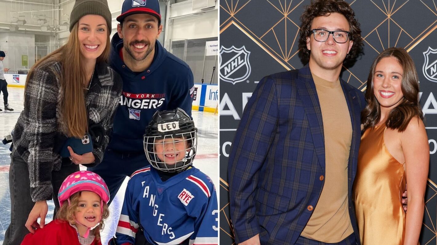 Vincent and Hillary Trocheck and kids; Brock Faber and Morgan Bosacker