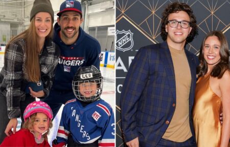 Vincent and Hillary Trocheck and kids; Brock Faber and Morgan Bosacker