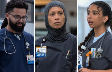 Brandon Mendez Homer as Donnie, Amielynn Abellera as Perlah, and Laetitia Hollard as Emma — 'The Pitt' Season 2