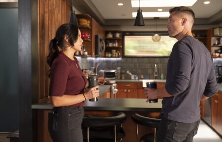 Melissa O'Neil as Lucy, Eric Winter as Tim — 'The Rookie' Season 8 Episode 6 