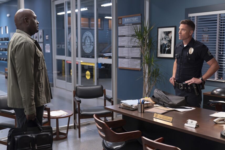Richard T. Jones as Grey, Eric Winter as Tim — 'The Rookie' Season 8 Episode 2 "Fast Andy"