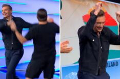 'Wheel of Fortune' host Ryan Seacrest dancing with his stunt double on February 4, 2026