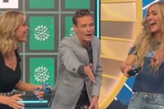 'Wheel of Fortune' hosts Ryan Seacrest and Vanna White, and social media correspondent Maggie Sajak, racing cars on set on February 12, 2026