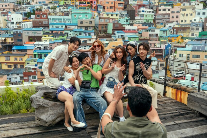 Gia Kim as Yuri Han, Minyeong Choi as Dae Heon Kim, Joshua Hyunho Lee as Jin, Jocelyn Shelfo as Madison, Anna Cathcart as Kitty Song Covey, Sunny Oh as Mihee, Anthony Keyvan as Quincy 'Q' Shabazian, Sang Heon Lee as Min Ho Moon in episode 301 of XO, Kitty.