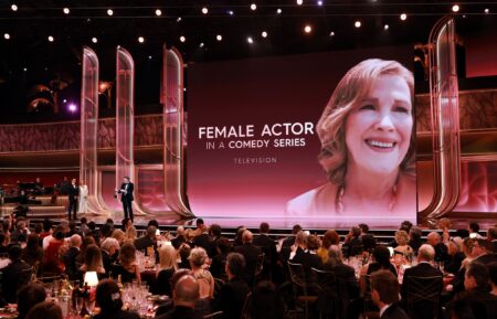 Seth Rogen accepts award for Catherine O'Hara at the 2026 Actor Awards
