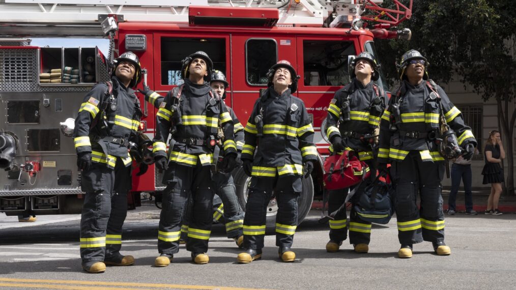 Elijah M. Cooper, Anirudh Pisharody, Michael Johnston, Kenneth Choi, Ryan Guzman, and Aisha Hinds — '9-1-1' Season 9 Episode 16 "Where There's Smoke"
