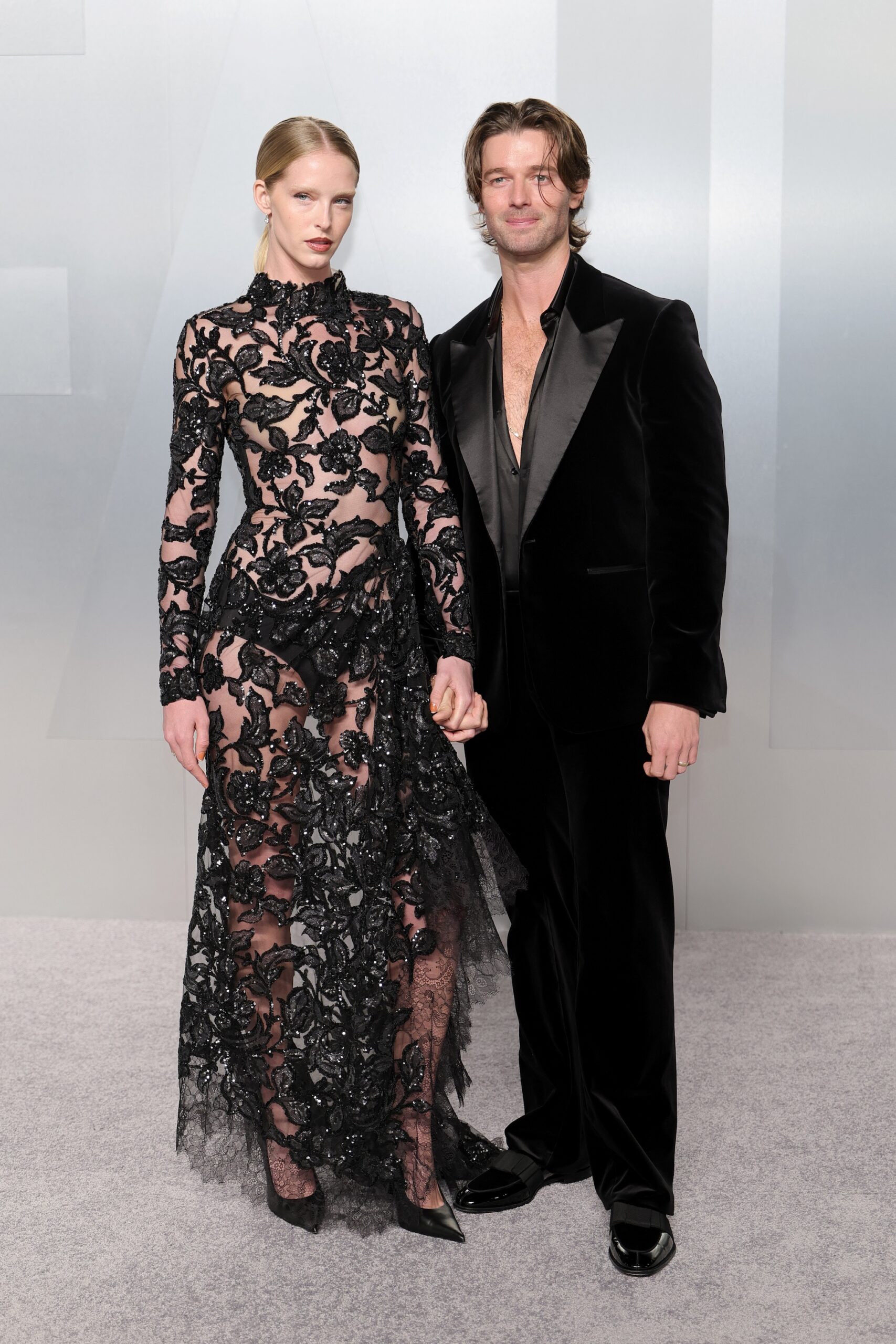 Abby Champion and Patrick Schwarzenegger attend the 2026 Vanity Fair Oscar Party Hosted By Mark Guiducci at Los Angeles County Museum of Art on March 15, 2026 in Los Angeles, California.