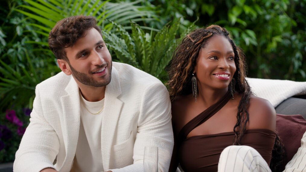 Chris Dahlan, Leah Woolfolk in episode 105 of Age of Attraction