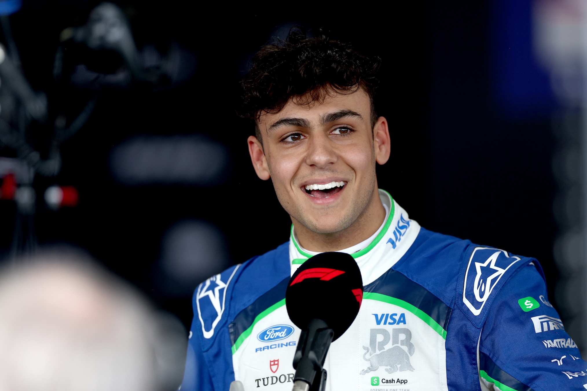 Ninth placed qualifier Arvid Lindblad of Great Britain and Visa Cash App Racing Bulls is interviewed during qualifying ahead of the F1 Grand Prix of Australia at Albert Park Grand Prix Circuit on March 07, 2026 in Melbourne, Australia.
