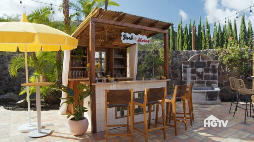 HGTV's 'Bachelor Mansion Takeover,' Season 1, Episode 5, March 30, 2026, Chris Stallworth's terrace outdoor bar