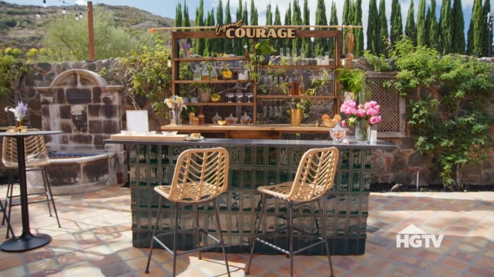 HGTV's 'Bachelor Mansion Takeover,' Season 1, Episode 5, March 30, 2026, Courtney Robertson Preciado's terrace outdoor bar