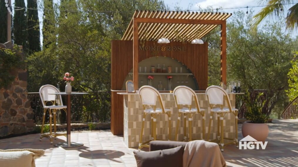 HGTV's 'Bachelor Mansion Takeover,' Season 1, Episode 5, March 30, 2026, Tammy Ly's terrace outdoor bar