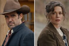 Benjamin Ayres as Tom and Bethany Joy Lenz as Rebecca in Hope Valley: 1874
