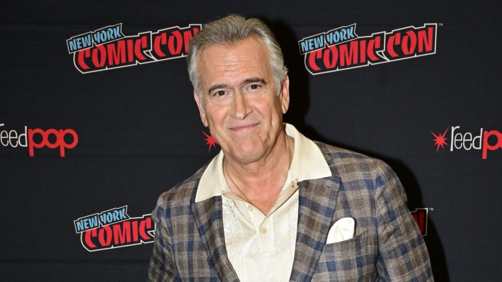 NEW YORK, NEW YORK - OCTOBER 17: Bruce Campbell attends the Hysteria! press room during New York Comic Con 2024 at The Jacob K. Javits Convention Center on October 17, 2024 in New York City. (Photo by Eugene Gologursky/Getty Images for ReedPop)