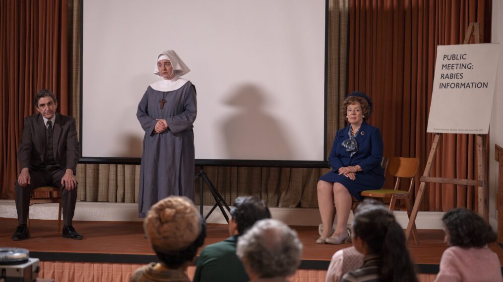 Picture Shows: 'Dr. Patrick Turner (STEPHEN McGANN) Sister Veronica (REBECCA GETHINGS) Violet Buckle (ANNABELLE APSION) '