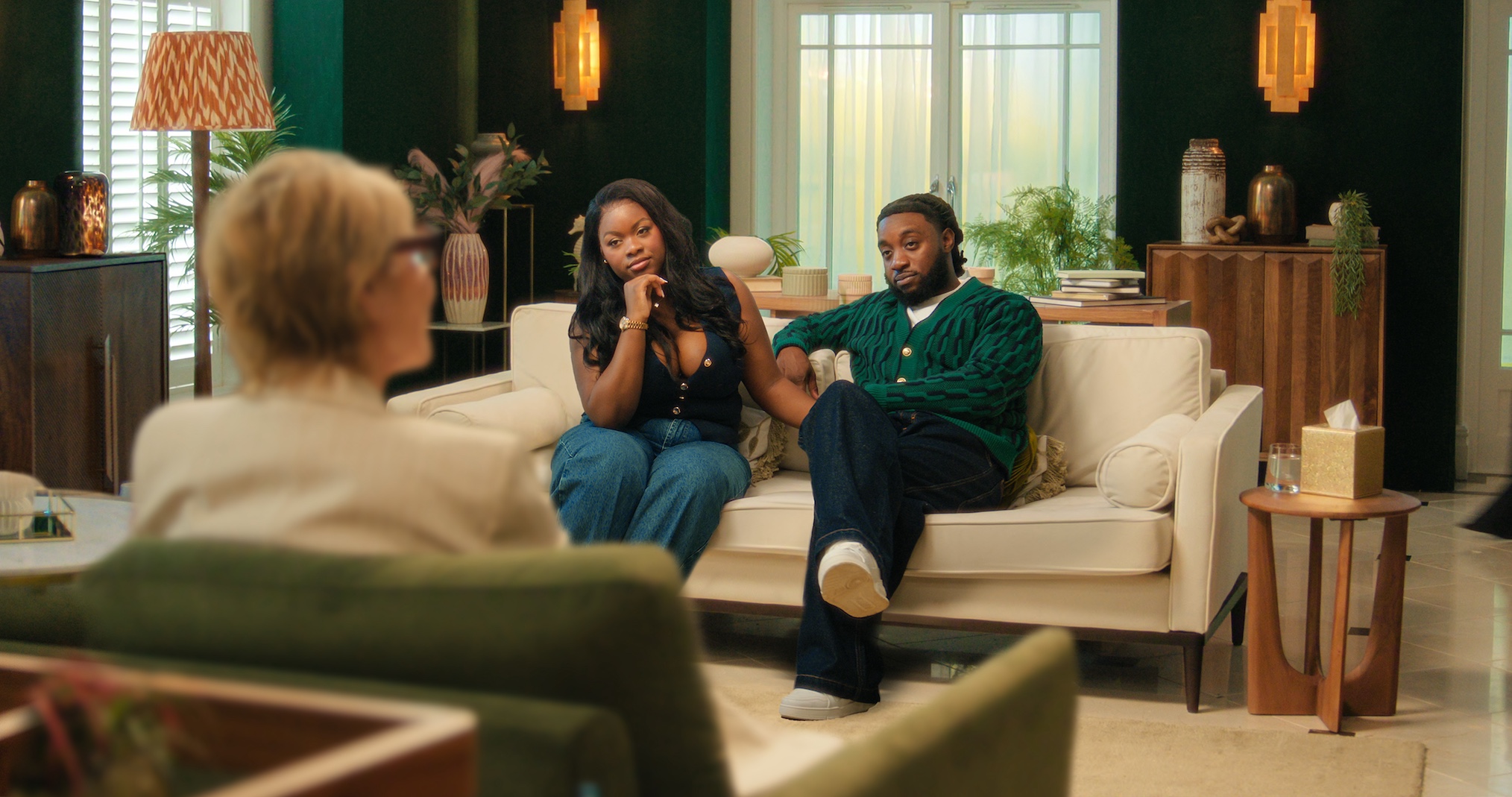 Dami and Jermaine in blue therapy