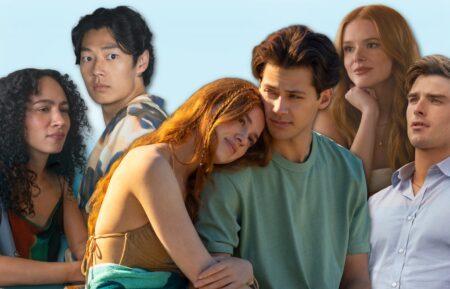 Aurora Perrineau, Joseph Chiu, Sadie Soverall, Matt Cornett, Abigail Cowen, and Michael Bradway as Chantal, Jordie, Percy, Sam, Delilah, and Charlie in 'Every Year After