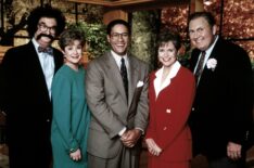 THE TODAY SHOW, from left, Gene Shalit, Jane Pauley, Bryant Gumbel, Katie Couric, Willard Scott, ca. early 1990s.