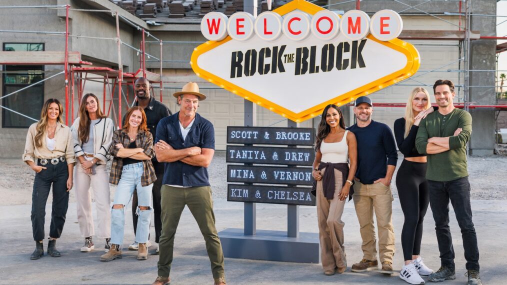 Chelsea Meissner, Kim Wolfe, Mina Starsiak Hawk, Vernon Davis, Ty Pennington, Taniya Nayak, Drew Lachey, Brooke Hogan and Scott McGillivray, 'Rock the Block' Season 7, HGTV, premieres April 13, 2026.