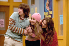 Mitchel Musso, Emily Osment, and Miley Cyrus in Hannah Montana