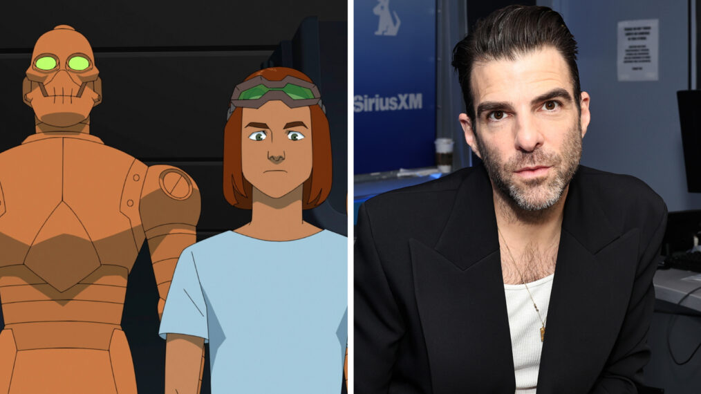 Rudolph Connors/Robot (Zachary quinto) in Invincible, Season 2, Prime Video; Zachary Quinto visits SiriusXM at SiriusXM Studios on November 04, 2024 in New York City. (Photo by Jamie McCarthy/Getty Images)