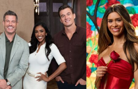 Jesse Palmer, Tayshia Adams, and Tyler Cameron on Season 1 of HGTV's 'Bachelor Mansion Takeover,' 2026; Taylor Frankie Paul, 'The Bachelorette' Season 22 promo art, ABC, 2026.