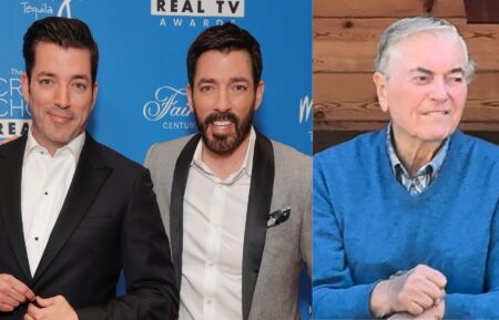 Jonathan Scott and Drew Scott attend the 2024 Critics Choice Real TV Awards at Fairmont Century Plaza on June 15, 2024 in Los Angeles, California; Jim Scot via Drew Scott's Instagram, March 2, 2026.