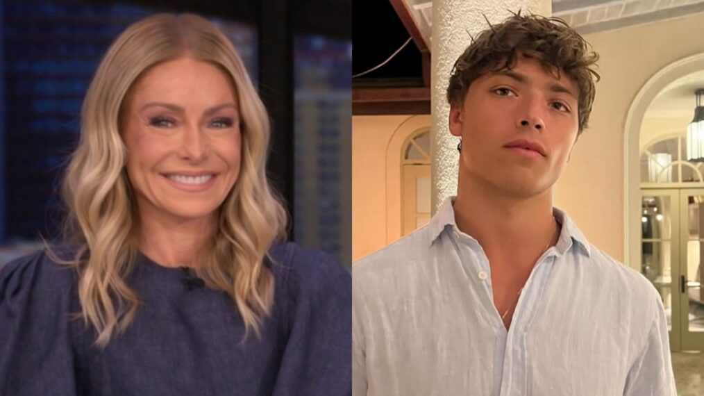 Kelly Ripa on the March 11, 2026, episode of ABC's 'Live With Kelly and Mark'; Joaquin Consuelos, Instagram, March 29, 2024.