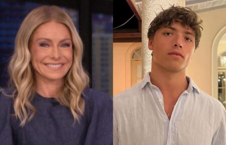 Kelly Ripa on the March 11, 2026, episode of ABC's 'Live With Kelly and Mark'; Joaquin Consuelos, Instagram, March 29, 2024.