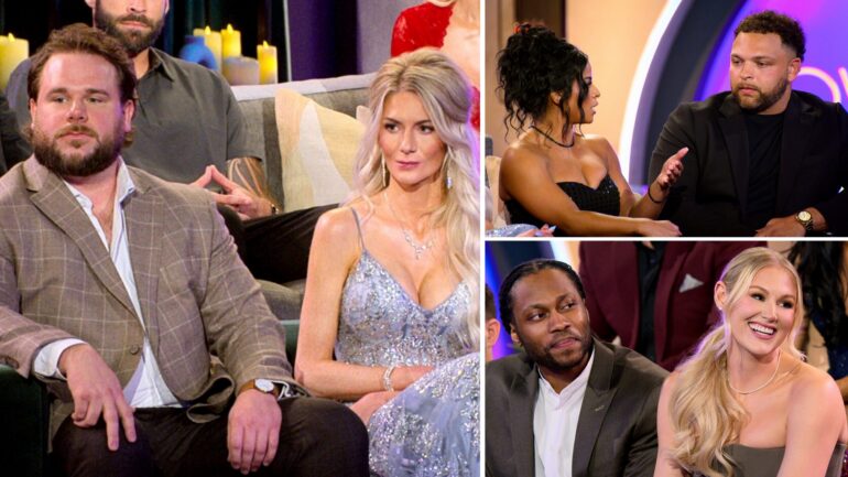 Jordan Faeth, Amber Morrison, Brittany Wicker, Devonta Anderson, Vic St. John and Christine Hamilton on Love Is Blind