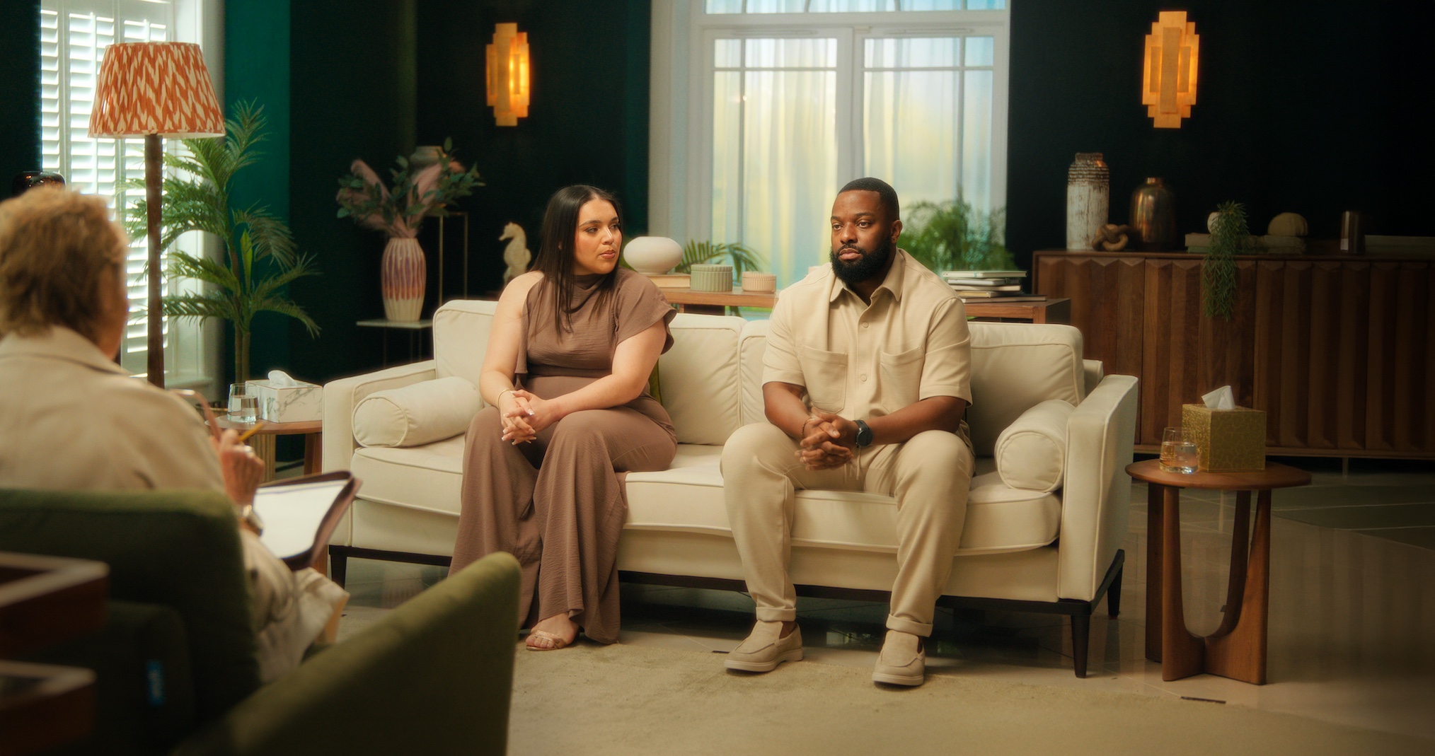 Mike and Yas in blue therapy