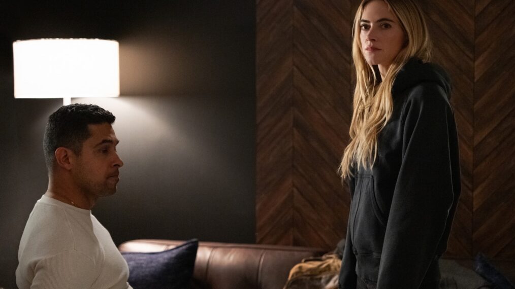 “Her” – On her first NCIS: Elite mission, Knight is given orders to hunt down and arrest Eleanor Bishop after the former member of the NCIS team is designated a wanted cyber-terrorist. In need of someone to trust, Bishop turns to Torres, and the two come face to face for the first time since she abruptly left nearly five years ago, on the CBS Original series NCIS, Tuesday, March 3 (8:00-9:00 PM, ET/PT) on the CBS Television Network, and streaming on Paramount+ (live and on demand for Paramount+ Premium plan subscribers, or on demand for Paramount+ Essential subscribers the day after the episode airs)*. Emily Wickersham returns as Eleanor “Ellie” Bishop in an episode directed by series star Rocky Carroll. Pictured (L-R): Wilmer Valderrama as Special Agent Nicholas “Nick” Torres and Emily Wickersham as Eleanor “Ellie” Bishop Photo: Robert Voets/CBS ©2025 CBS Broadcasting, Inc. All Rights Reserved.
