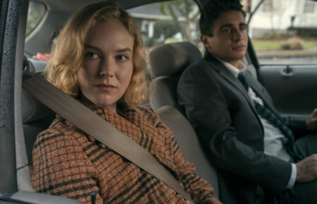 Past Kay (Rosy McEwen) and Past Marino (Jake Cannavale) in SCARPETTA SEASON 1 Photo Credit: Connie Chornuk / Prime © Amazon Content Services LLC